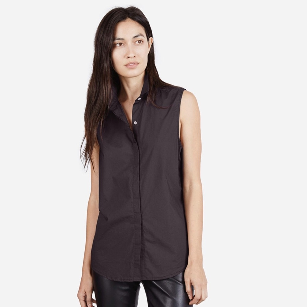Everlane Poplin sleeveless shirt in coffee brown